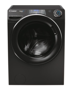 Veļas mazgājamā  mašīna Candy | Washing Machine | RP 496BWMBCB/1-S | Energy efficiency class A | Front loading | Washing capacity 9 kg | 1400 RPM | Depth 53 cm | Width 60 cm | Display | TFT | Steam function | Wi-Fi | Glossy Black  Hover