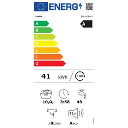 Veļas mazgājamā  mašīna Candy Washing Machine | BR 410B8-S | Energy efficiency class A | Front loading | Washing capacity 10 kg | 1400 RPM | Depth 60 cm | Width 60 cm | Display | LED | Steam function | Wi-Fi | White