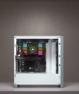  Corsair | Tempered Glass Mid-Tower ATX Case | iCUE 4000X RGB | Side window | White | Mid-Tower | Power supply included No | ATX  Hover