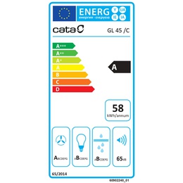  CATA | Hood | GL 45 X /C | Canopy | Energy efficiency class A | Width 50 cm | 820 m³/h | Touch | EcoLed | Stainless steel