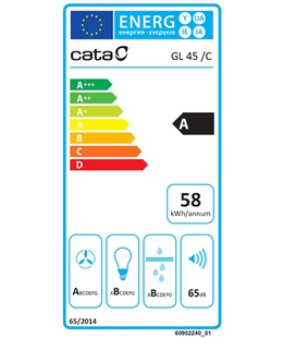 CATA | Hood | GL 45 X /C | Canopy | Energy efficiency class A | Width 50 cm | 820 m³/h | Touch | EcoLed | Stainless steel  Hover