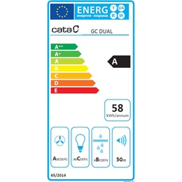  CATA | Hood | GC DUAL A 75 XGWH | Canopy | Energy efficiency class A | Width 79.2 cm | 820 m³/h | Touch control | LED | White glass