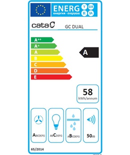  CATA | Hood | GC DUAL A 75 XGWH | Canopy | Energy efficiency class A | Width 79.2 cm | 820 m³/h | Touch control | LED | White glass  Hover