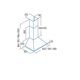  CATA | Hood | OMEGA 600 X | Wall mounted | Energy efficiency class C | Width 60 cm | 645 m³/h | Mechanical control | LED | Grey