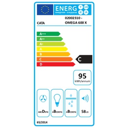  CATA Hood | OMEGA 600 X/M | Wall mounted | Energy efficiency class C | Width 60 cm | 645 m³/h | Mechanical control | LED | Stainless steel