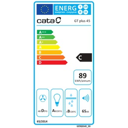  CATA | Hood | GT-PLUS 45 BK /M | Canopy | Energy efficiency class C | Width 60 cm | 645 m³/h | Mechanical control | LED | Black