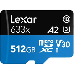  Lexar | High-Performance 633x | UHS-I | 512 GB | MicroSDXC | Flash memory class 10