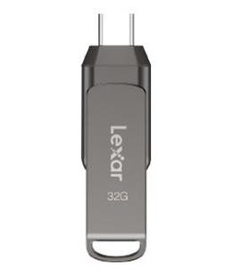  Lexar | 2-in-1 Flash Drive up to 100MB/s read | JumpDrive Dual Drive D400 | 32 GB | Type-C and Type-A USB 3.1 | Grey  Hover
