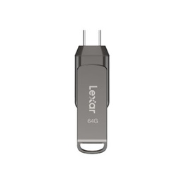 Lexar | 2-in-1 Flash Drive up to 130MB/s read | JumpDrive Dual Drive D400 | 64 GB | Type-C and Type-A USB 3.1 | Grey