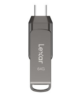  Lexar | 2-in-1 Flash Drive up to 130MB/s read | JumpDrive Dual Drive D400 | 64 GB | Type-C and Type-A USB 3.1 | Grey  Hover