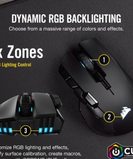 Pele Corsair | IRONCLAW RGB WIRELESS | Wireless / Wired | Optical | Gaming Mouse | Black | Yes  Hover