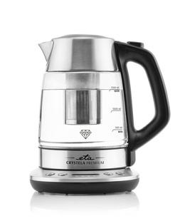 Tējkanna ETA | Kettle | Crystela Premium ETA915390000 | Electric | 2200 W | 1.5 L | Glass | 360° rotational base | Stainless steel/Glass  Hover