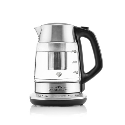 Tējkanna ETA | Kettle | Crystela Premium ETA915390000 | Electric | 2200 W | 1.5 L | Glass | 360° rotational base | Stainless steel/Glass