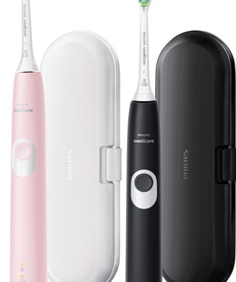 Philips | Sonic Electric Toothbrush | HX6800/35 ProtectiveClean 4300 | Rechargeable | For adults | Number of brush heads included 2 | Number of teeth brushing modes 1 | Sonic technology | Black/Pastel Pink  Hover