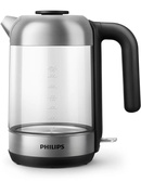 Tējkanna Philips | Kettle | HD9339/80 | Electric | 2200 W | 1.7 L | Stainless steel/Glass | 360° rotational base | Black/Silver