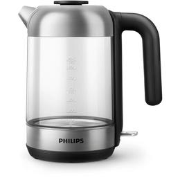 Tējkanna Philips | Kettle | HD9339/80 | Electric | 2200 W | 1.7 L | Stainless steel/Glass | 360° rotational base | Black/Silver