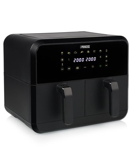  Princess Double Basket Airfryer | 182068 | Power 2400 W | Capacity 8 L | Black  Hover