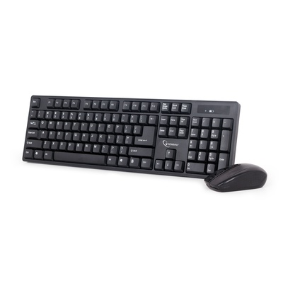 Tastatūra Gembird | Keyboard and mouse | KBS-W-01 | Keyboard and Mouse Set | Wireless | Mouse included | Batteries included | US | Black | 390 g | Numeric keypad