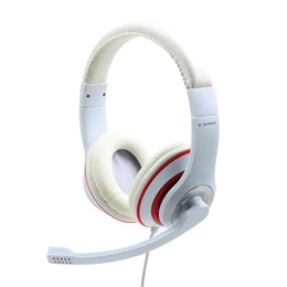 Austiņas Gembird | Stereo Headset | MHS 03 WTRD | 3.5 mm | White with Red Ring | Headset