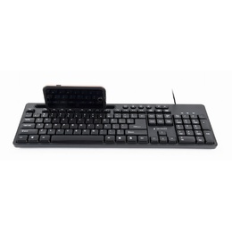 Tastatūra Gembird | Multimedia keyboard with phone stand | KB-UM-108 | Multimedia | Wired | US | Black