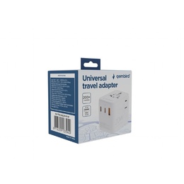  Gembird Universal travel power adapter | TPA-1A2C20-01-W | 20 W | Travel Adapter