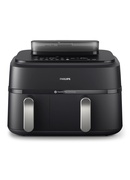  Philips | Dual Basket Airfryer | NA551/00 5000 Series | Power 2750 W | Capacity 9 L | RapidAir Plus and Air Steam | Black Hover