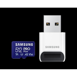  Samsung | PRO Plus microSD Card with USB Adapter | 512 GB | MicroSDXC | Flash memory class U3