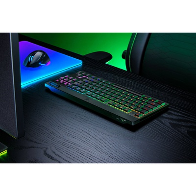 Tastatūra Razer | BlackWidow V4 Low-Profile HyperSpeed | Keyboard | Wireless | US | Bluetooth | Black | Orange Switch