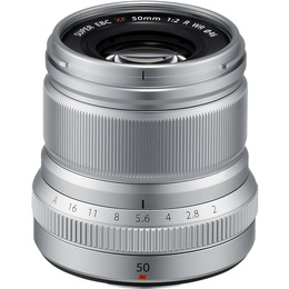  Fujifilm Fujinon XF 50mm f/2 R WR lens, silver