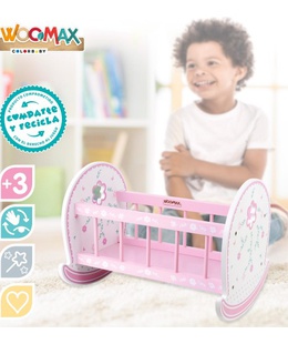  Dabīgā koka &scaron;ūpo&scaron;anas gultiņa lellēm no 30 līdz 40 cm 3+ CB46474  Hover