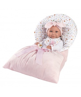  Lelle zīdainis Tina meitene ar sedziņu un mānekli (vinila ķermenis) 40 cm Spānija LL73801  Hover