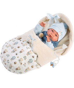  Lelle zīdainis Nico puika ar sedziņu un mānekli (vinila ķermenis) 40 cm Spānija LL73885  Hover