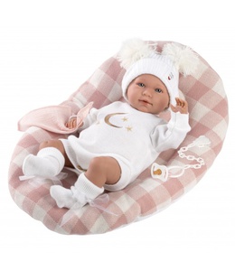  Lelle zīdainis Mimi 42 cm (spilvens, raud, runā, ar mānekli, mīkstais ķermenis) Spānija LL74034  Hover