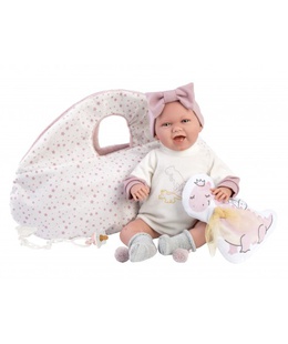  Lelle zīdainis Mimi 42 cm (pārnes. soma, smejas, runā, ar mānekli, mīkstais ķermenis) Spānija LL74044  Hover