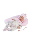  Lelle zīdainis Mimi 42 cm (spilvens, raud, runā, ar mānekli, mīkstais ķermenis) Spānija LL74102