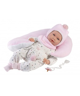  Lelle zīdainis Mimi 42 cm (spilvens, raud, runā, ar mānekli, mīkstais ķermenis) Spānija LL74102  Hover