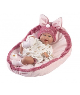  Lelle zīdainis Mimi 42 cm (spilvens, smejas, runā, ar mānekli, mīkstais ķermenis) Spānija LL74134  Hover