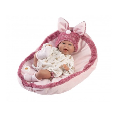  Lelle zīdainis Mimi 42 cm (spilvens, smejas, runā, ar mānekli, mīkstais ķermenis) Spānija LL74134