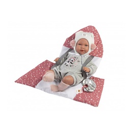  Lelle zīdainis Mimi 42 cm (spilvens, raud, runā, ar mānekli, mīkstais ķermenis) Spānija LL74136