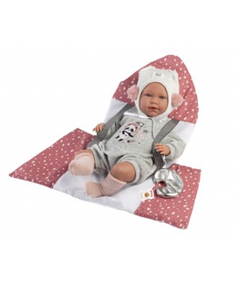  Lelle zīdainis Mimi 42 cm (spilvens, raud, runā, ar mānekli, mīkstais ķermenis) Spānija LL74136  Hover