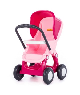  Ratiņi lellēm &quot;Alisa&quot; 4 riteņi (rozā) PL95220  Hover