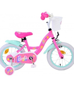 Bērnu velosipēds 14 collas Barbie (rokas+kājas bremzes, uz 85% salikts) (3.5-5 gadiem) VOL31454  Hover